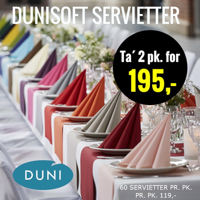 Duni Dunisoft airlaid stoflignende servietter 40x40 cm.